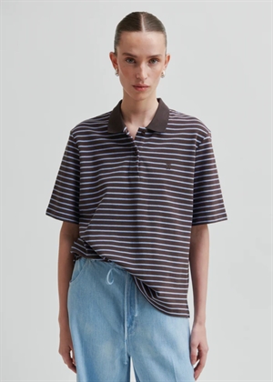 Verbie striped polo tee Chocolate Brown Second Female 